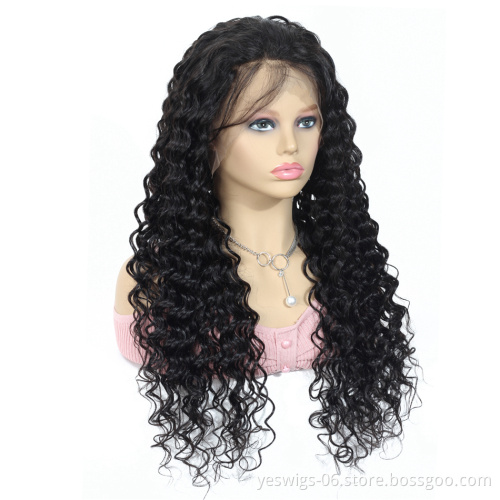 Hot Selling Deep Wave Human Hair Wig Raw Brazilian Virgin 13X4 Swiss Lace Front Human Hair Wig For Black Women Undetectable Knot
